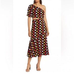 Sam Edelman Black Dress with Red and Orange Polka Dots